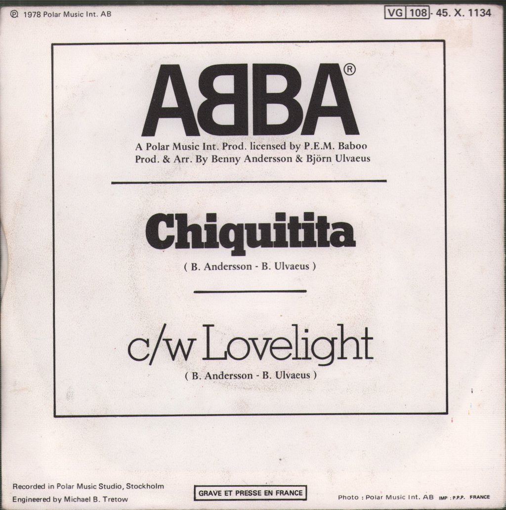 ABBA - Chiquitita - 7 Inch