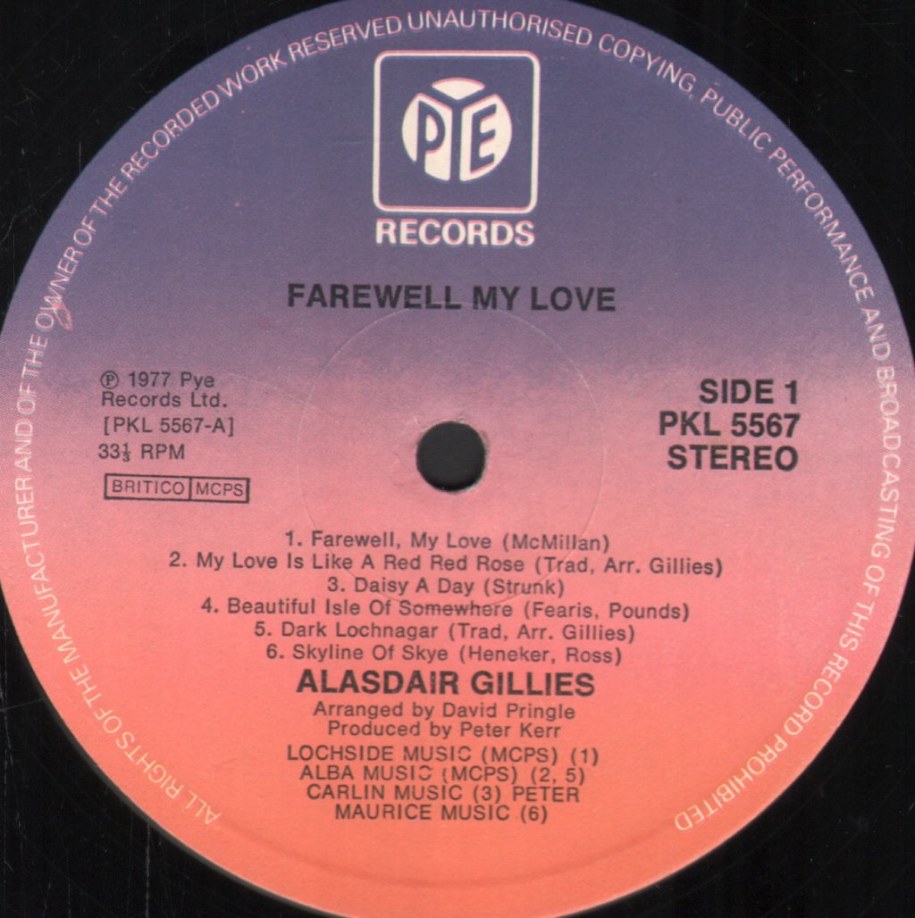 Alasdair Gillies - Farewell My Love - Lp