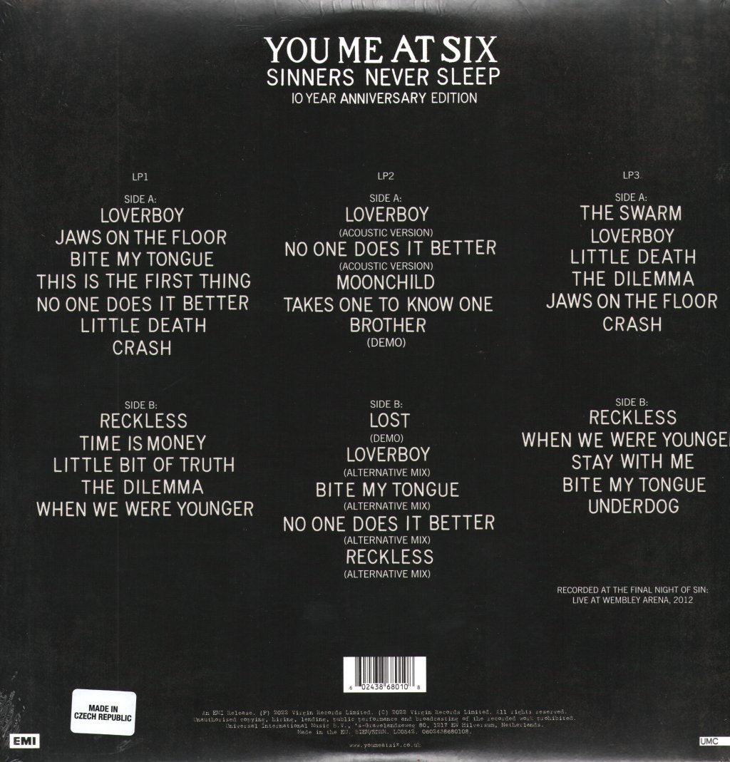 You Me At Six - Sinners Never Sleep - Triple Lp