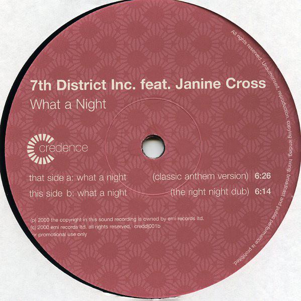 7th District Inc. featuring janine cross - What A Night - Double 12 Inch