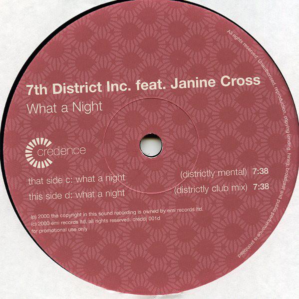 7th District Inc. featuring janine cross - What A Night - Double 12 Inch