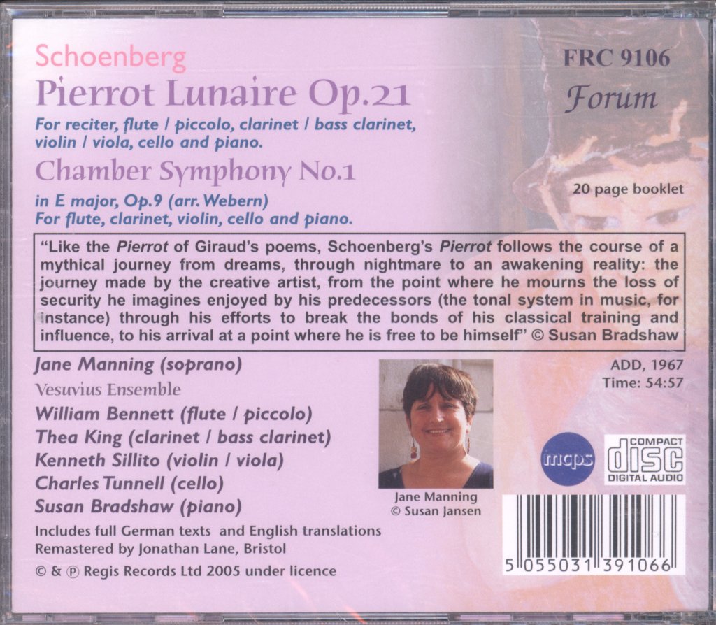 Jane Manning - Schoenberg - Pierrot Lunaire - Cd