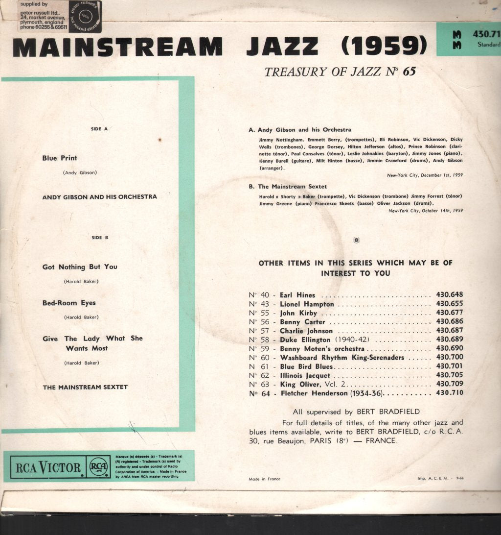 Andy Gibson And His Orchestra / The Mainstream Sextet - Mainstream Jazz (1959) - Lp