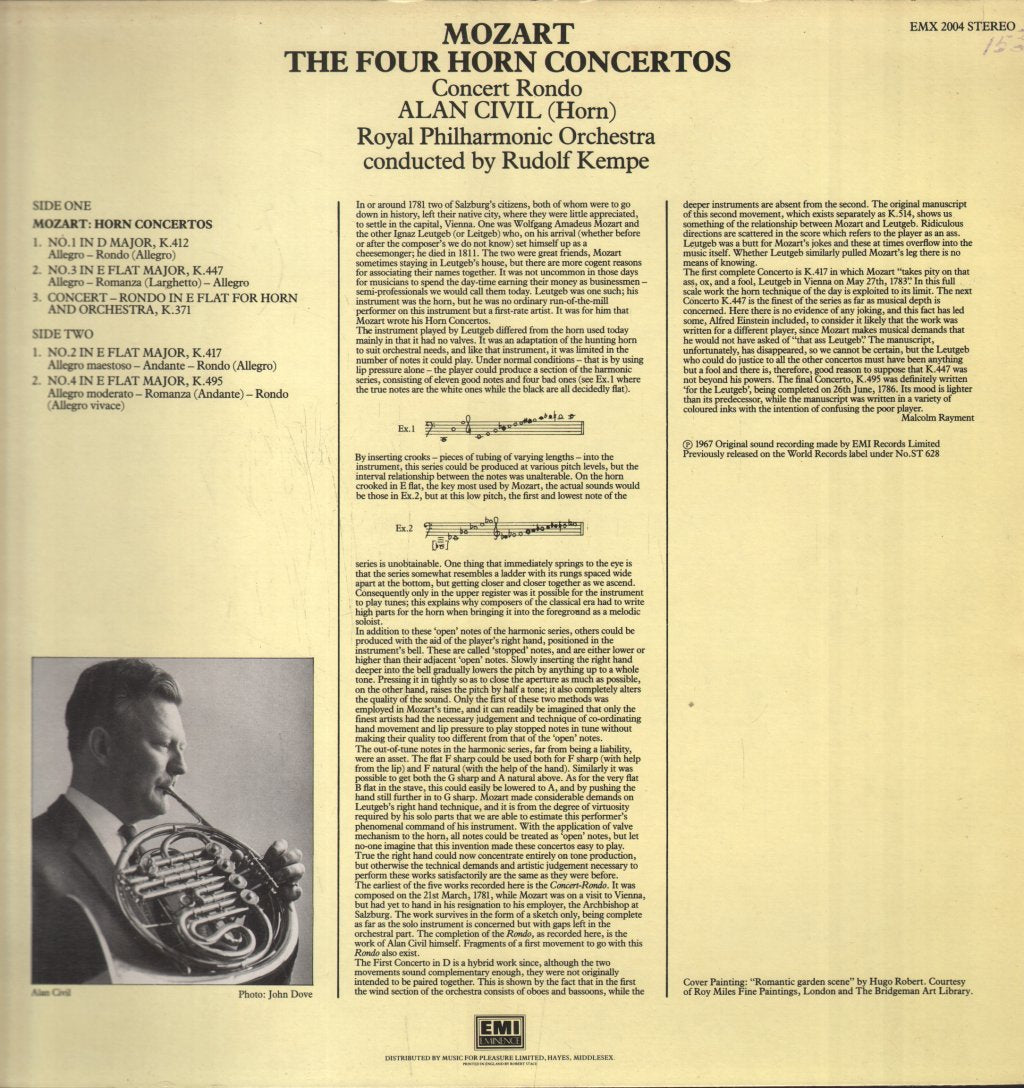 Alan Civil / Royal Philharmonic Orchestra / Rudolf Kempe - Mozart - Four Horn Concertos: Concert Rondo - Lp