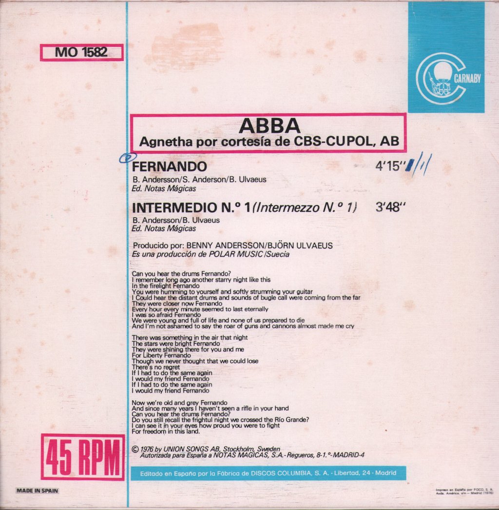 ABBA - Fernando - 7 Inch