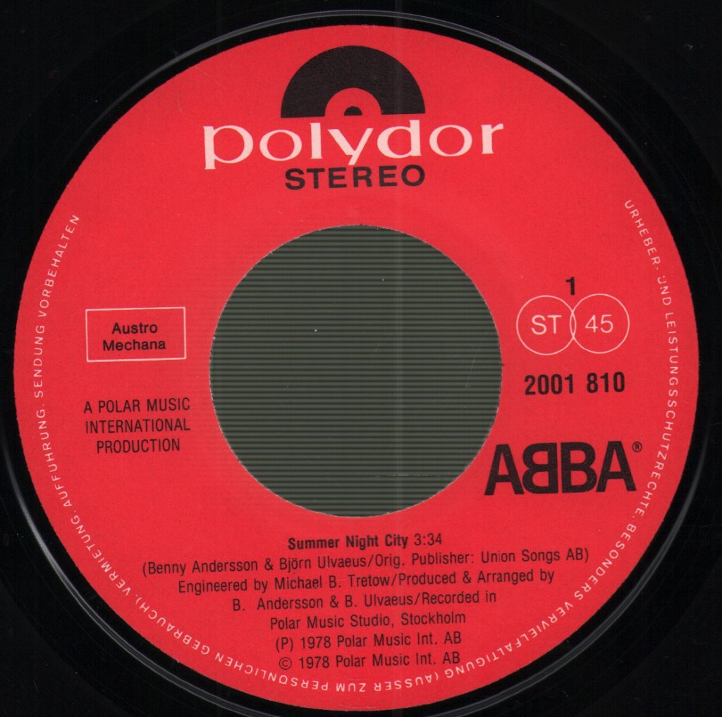 ABBA - Summer Night City - 7 Inch