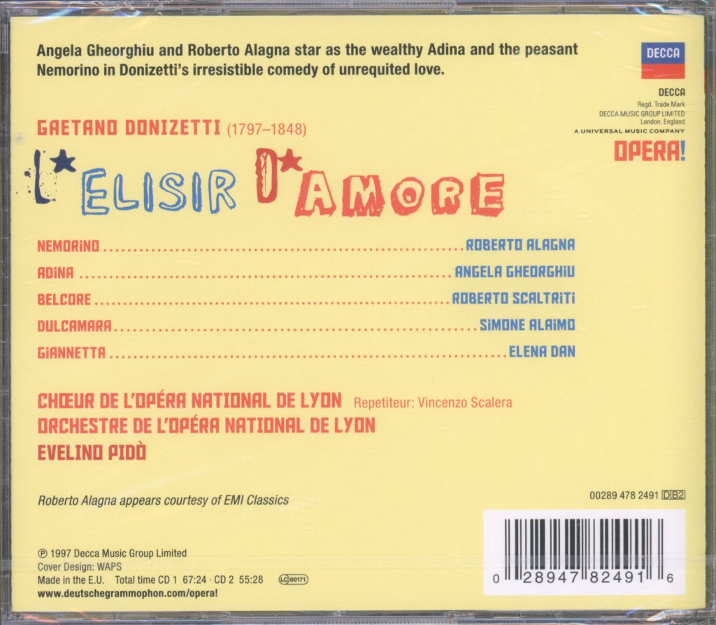 Chœur De L'Opéra National De Lyon | Orchestre De L'Opéra National De Lyon | Evelino Pidò - Donizetti - L'Elisir D'Amore - Double Cd