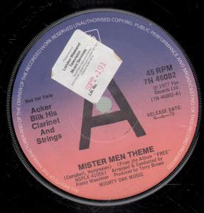 Acker Bilk - Mister Men Theme - 7 Inch