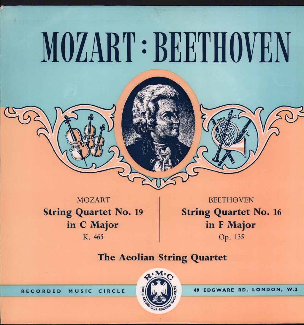 Aeolian String Quartet - Mozart -String Quartet No. 19 In C Major, K. 465 / Beethoven - String Quartet No. 16 In F Major, Op. 135 - Lp