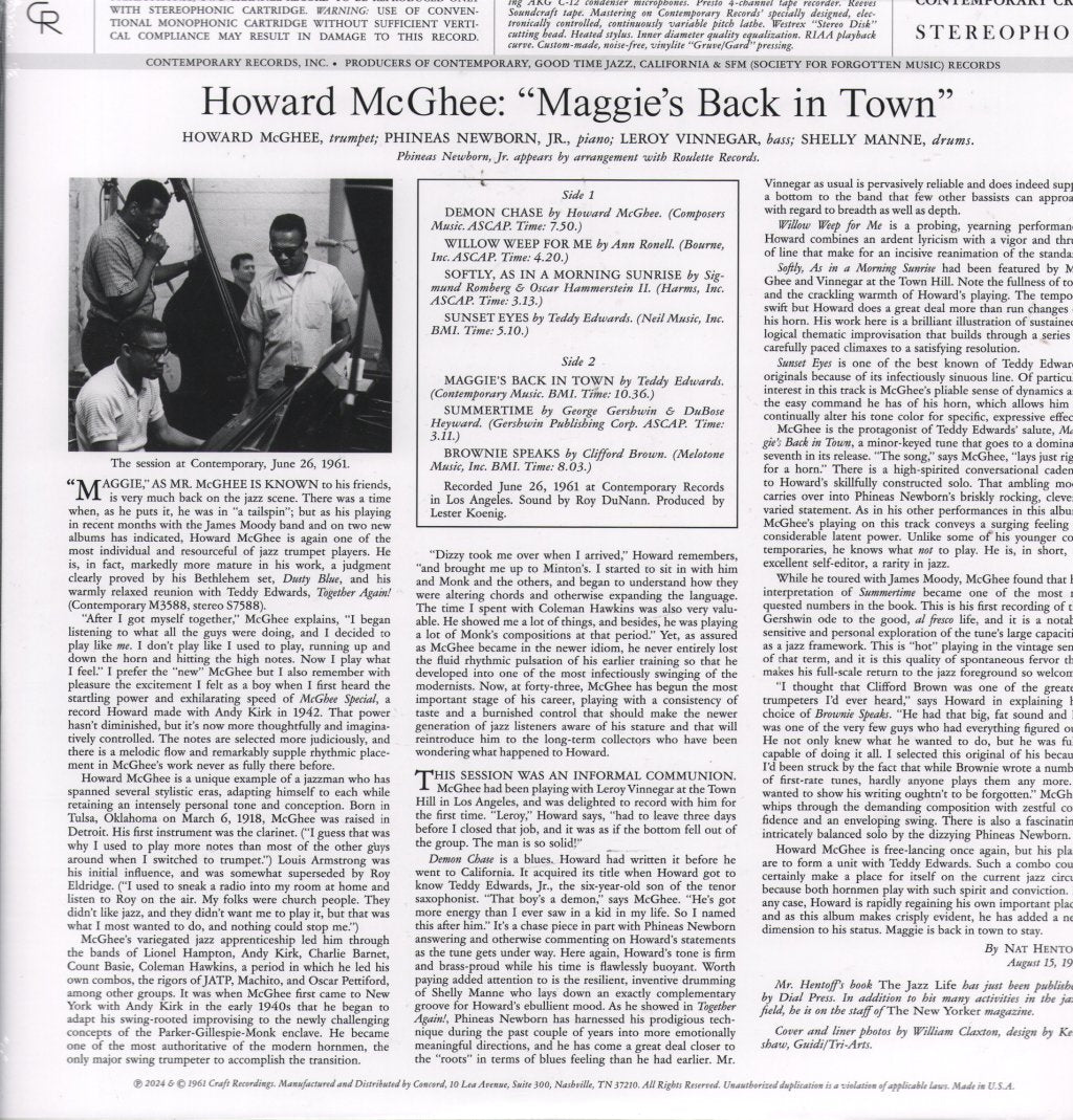 Howard Mcghee - Maggie's Back In Town!! - Lp