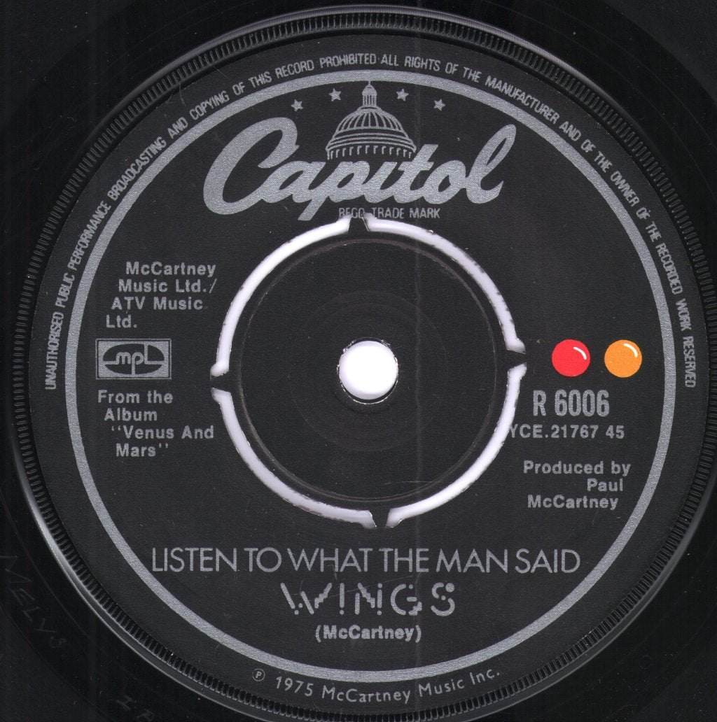 Wings - Listen To What The Man Said - 7 Inch