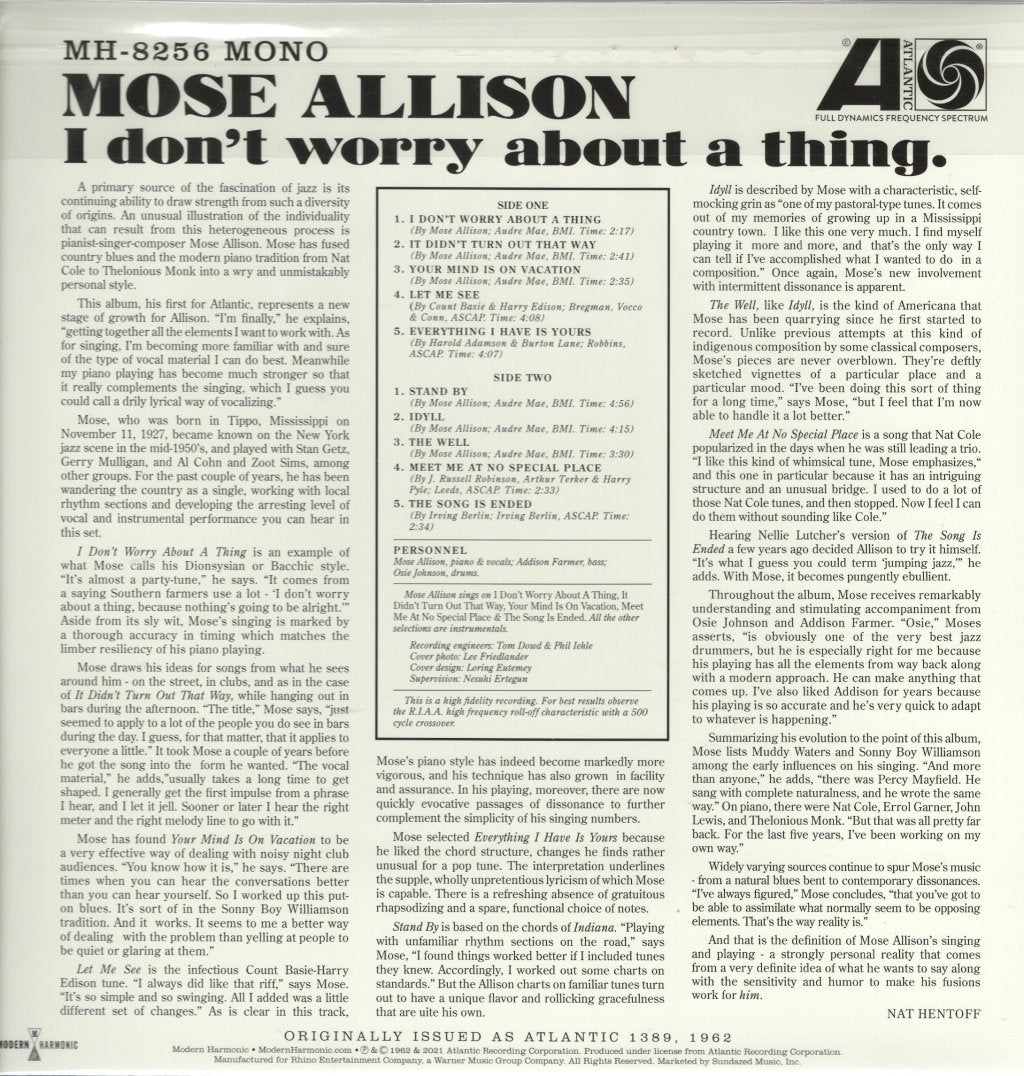 Mose Allison - I Don't Worry About A Thing - Lp