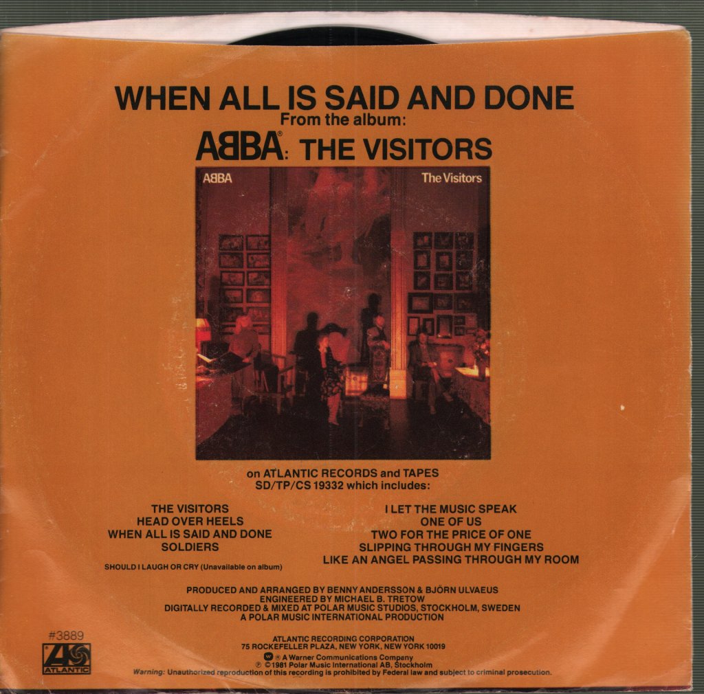 ABBA - When All Is Said And Done B/W Should I Laugh Or Cry - 7 Inch