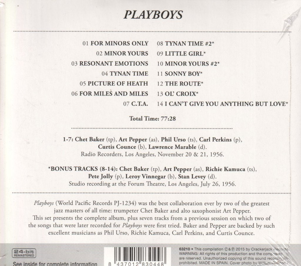 Chet Baker And Art Pepper - Playboys - Cd