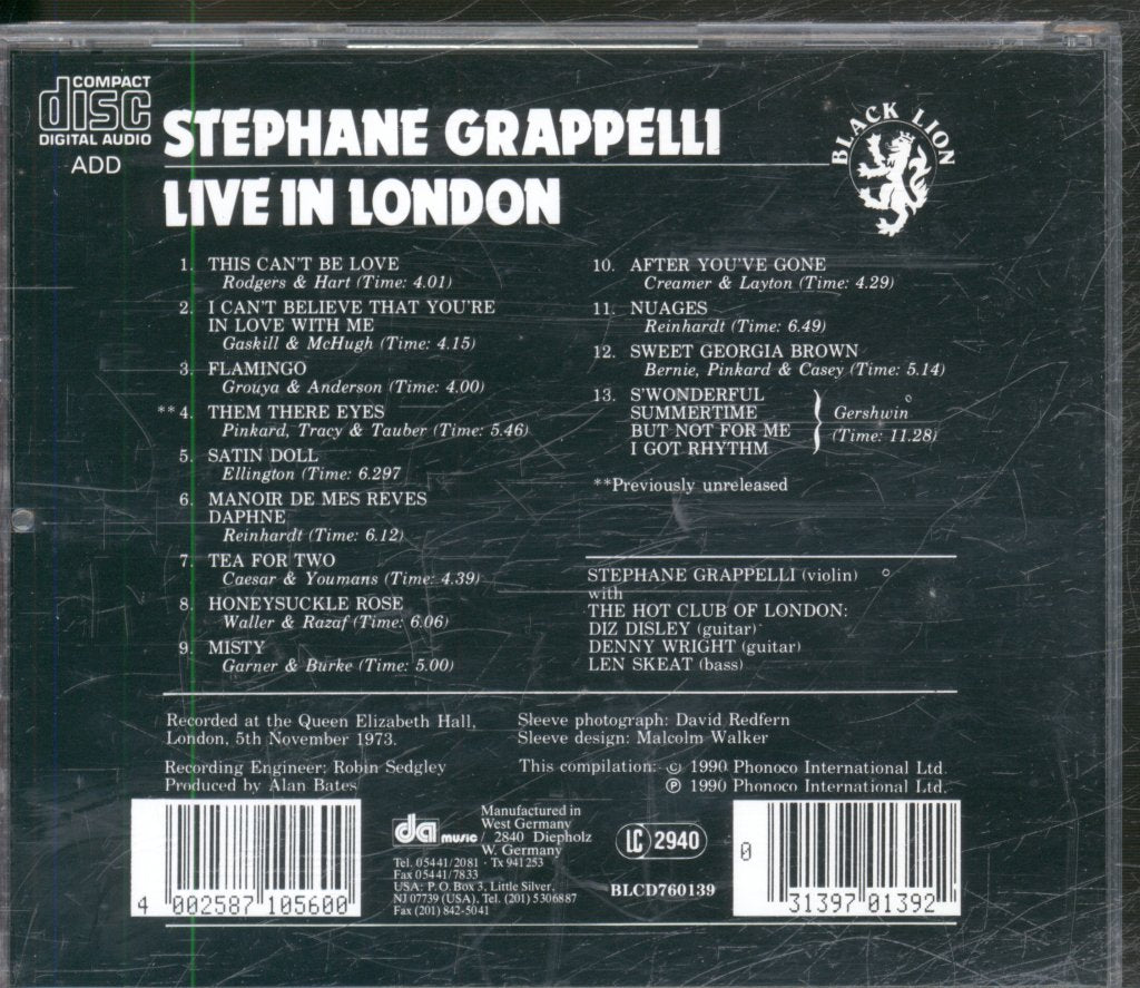 Stéphane Grappelli - Live In London - Cd