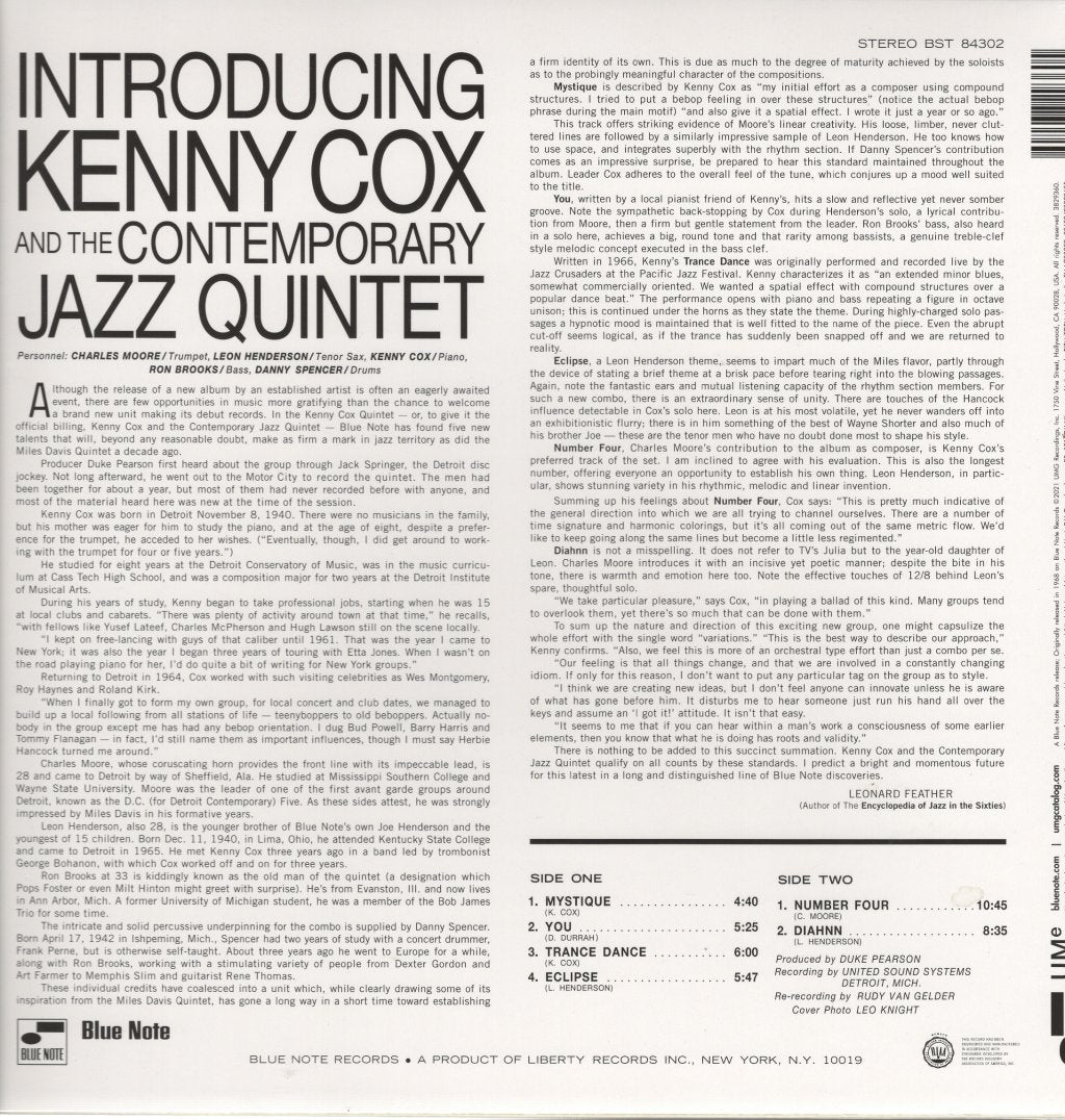 Kenny Cox - Introducing Kenny Cox and The Contemporary Jazz Quintet - Lp