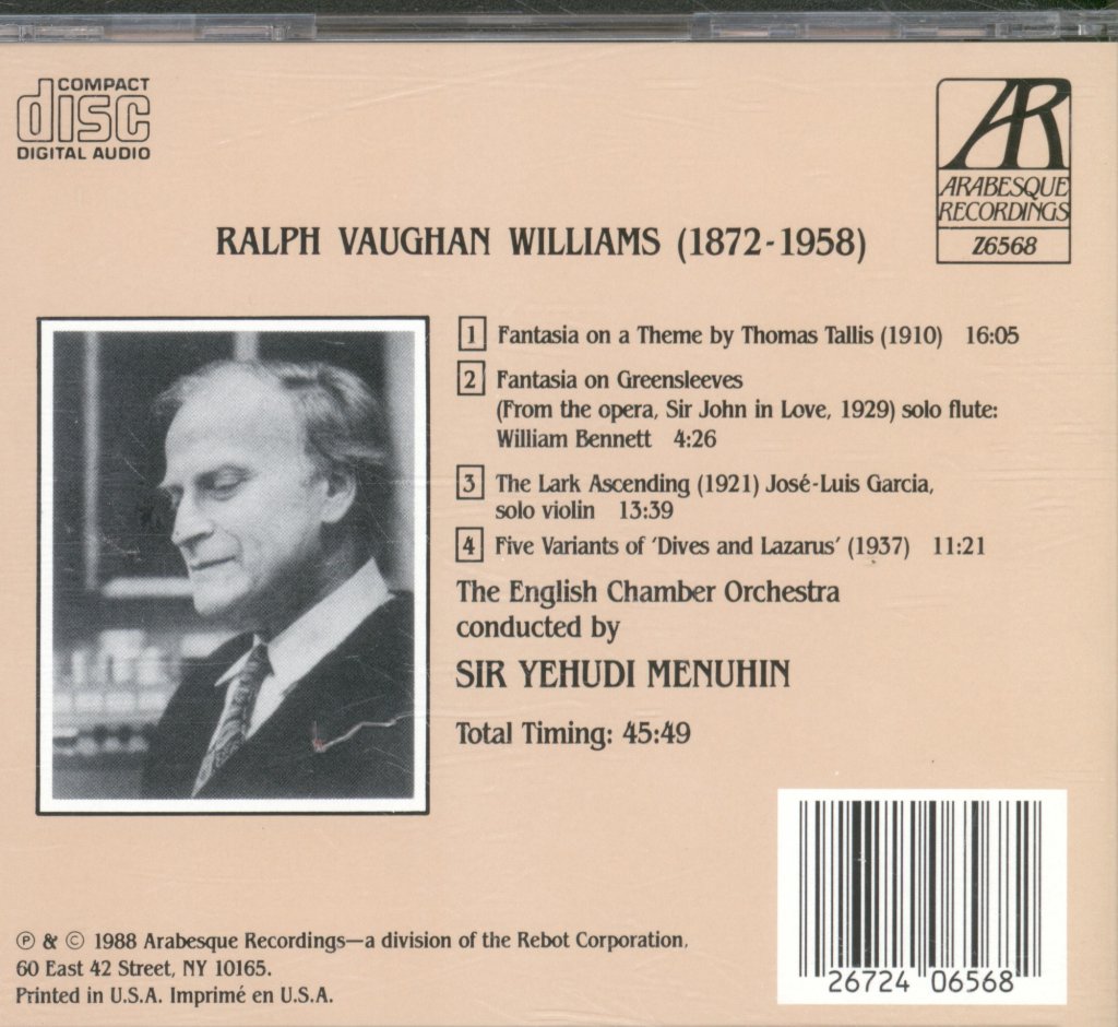 Yehudi Menuhin, English Chamber Orchestra - Vaughan Williams - Cd