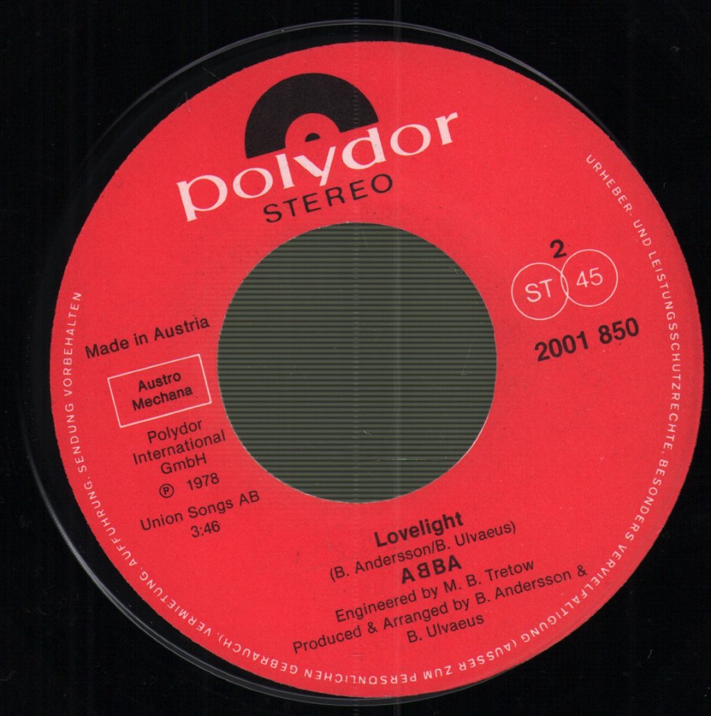 ABBA - Chiquitita c/w Lovelight - 7 Inch