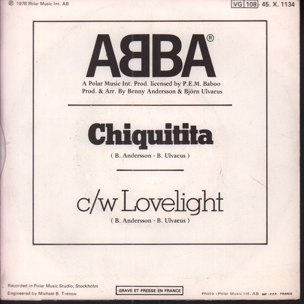 ABBA - Chiquitita - 7 Inch