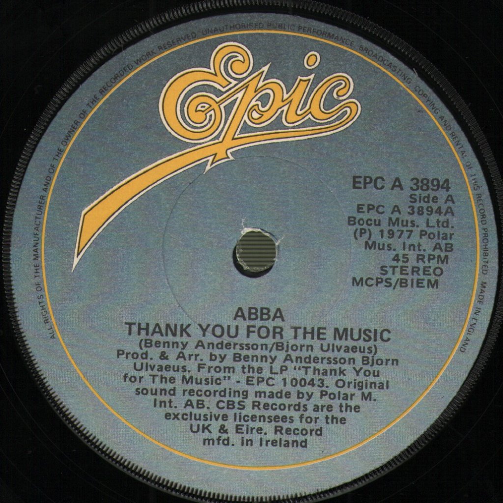 ABBA - Thank You For The Music - 7 Inch