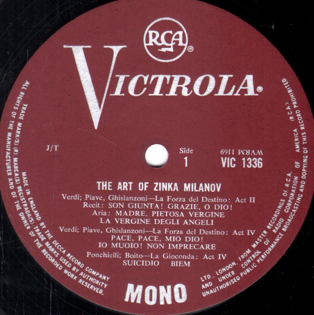 Zinka Milanov - Art Of Zinka Milanov - Lp