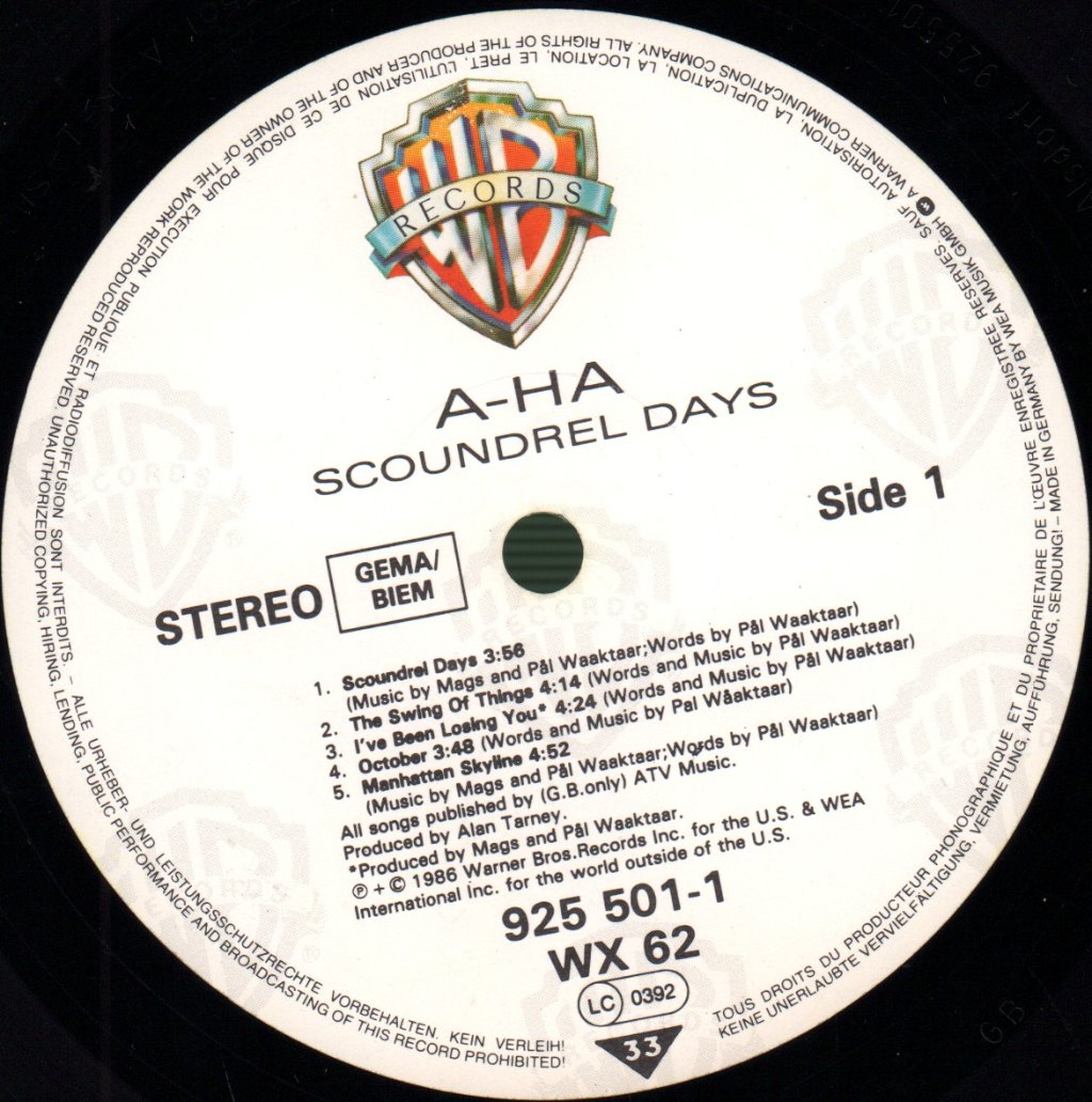 A-Ha - Scoundrel Days - Lp