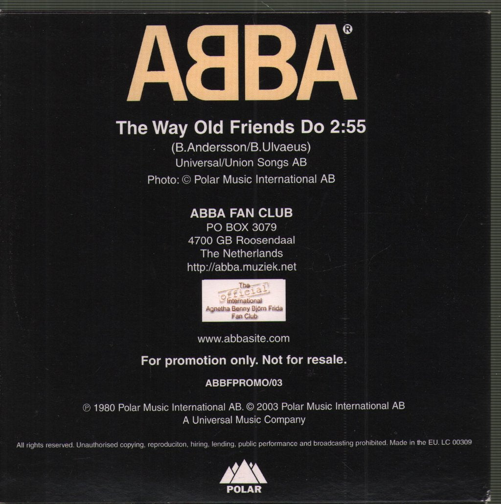 ABBA - Way Old Friends Do - Cd