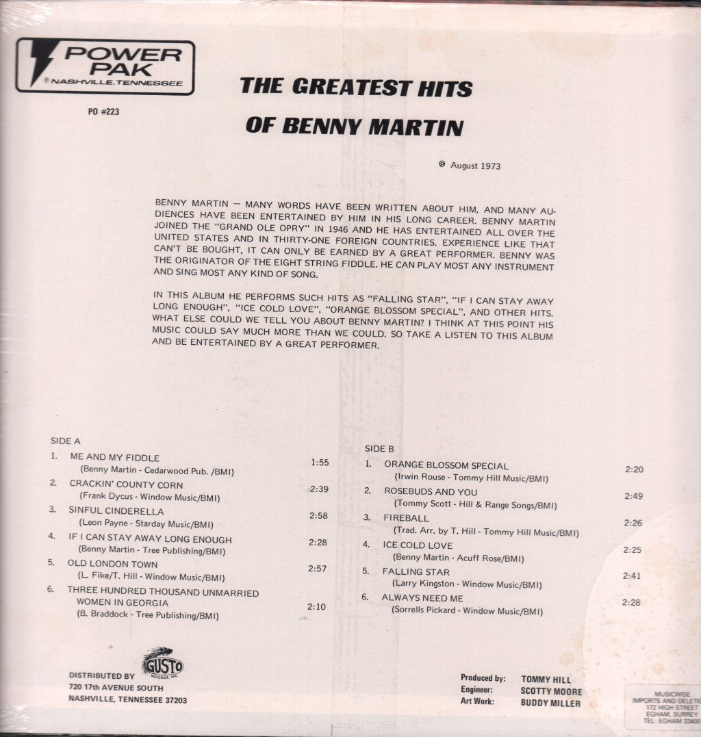 Benny Martin - Greatest Hits Of - Lp