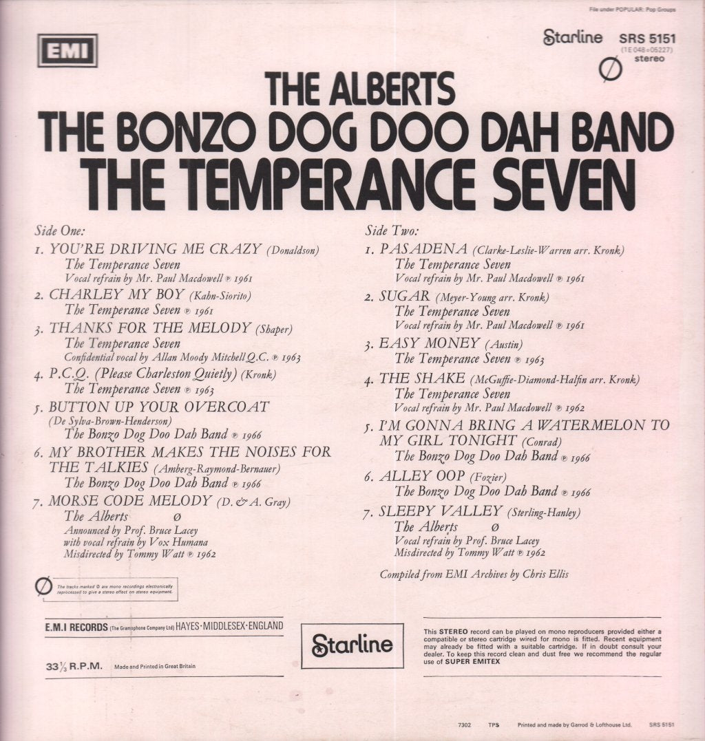 Alberts/Bonzo Dog Doo Dah Band/Temperance Seven - Alberts/Bonzo Dog Doo Dah Band/Temperance Seven - Lp