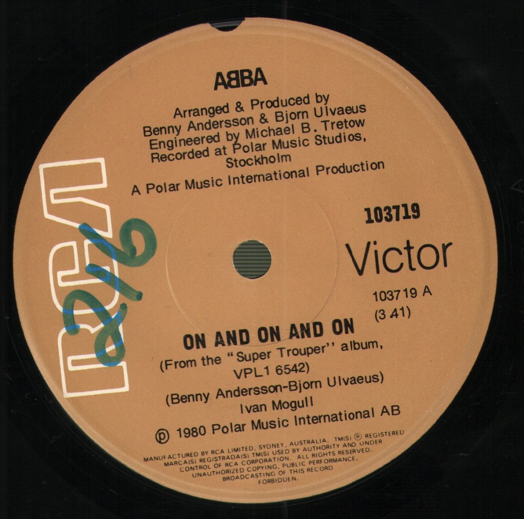 ABBA - On And On And On / The Piper - 7 Inch