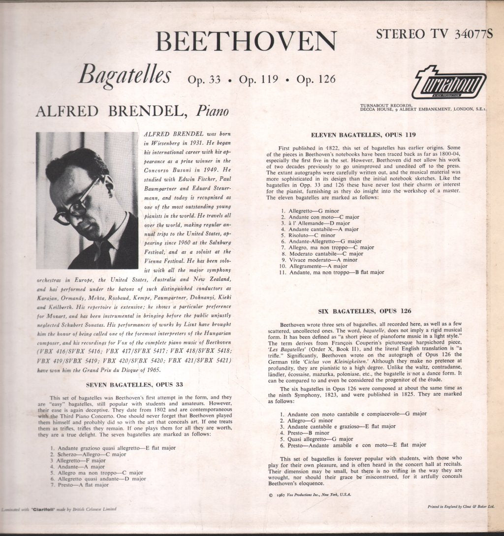 Alfred Brendel - Beethoven - Bagatelles - Lp