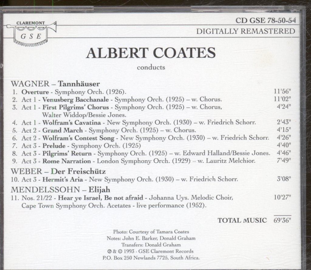 Albert Coates - Albert Coates Conducts Wagner, Weber, Mendelssohn - Cd