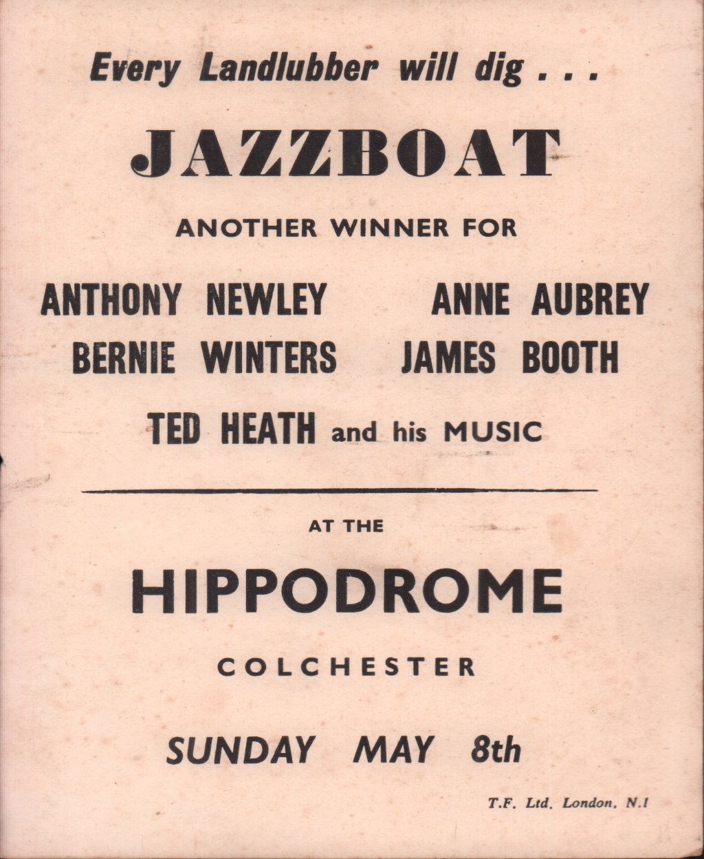 Anthony Newley - colchester jippodrome sunday may 8th 1960 - Card