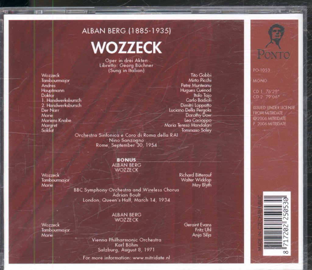 Alban Berg, Tito Gobbi, Italo Tajo - Wozzeck (1954) - Double Cd