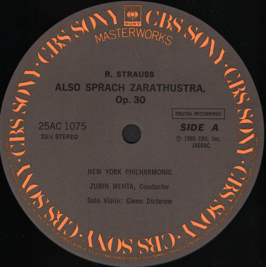 Zubin Mehta / New York Philharmonic - Richard Strauss - Also Sprach Zarathustra - Lp