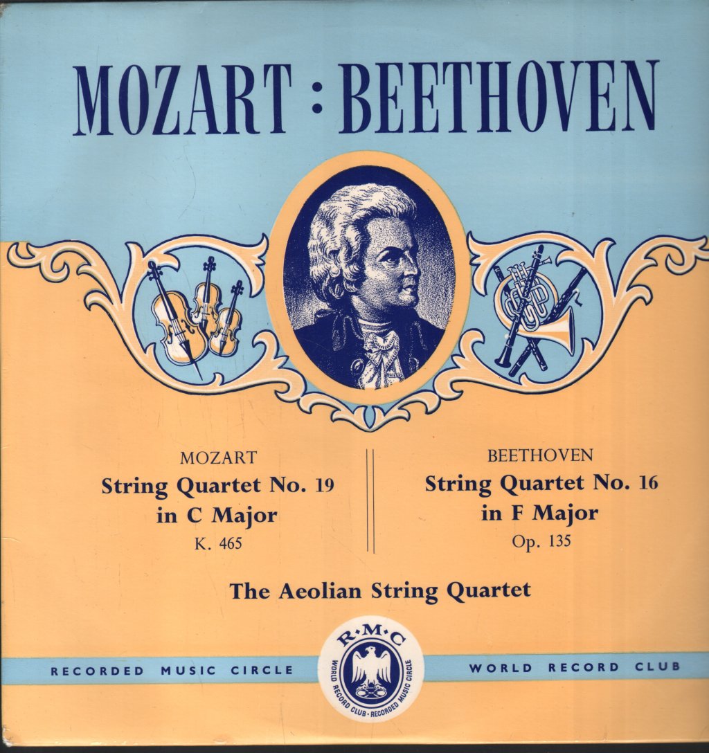 Aeolian String Quartet - Mozart -String Quartet No. 19 In C Major, K. 465 / Beethoven - String Quartet No. 16 In F Major, Op. 135 - Lp