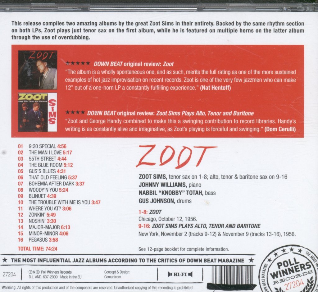 Zoot Sims Quartet - Zoot - Cd