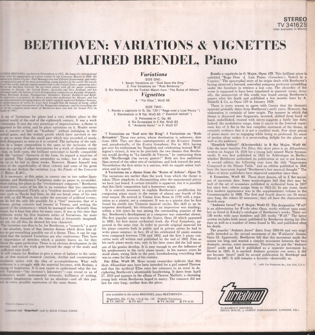 Alfred Brendel - Beethoven - Variations & Vignettes - Lp