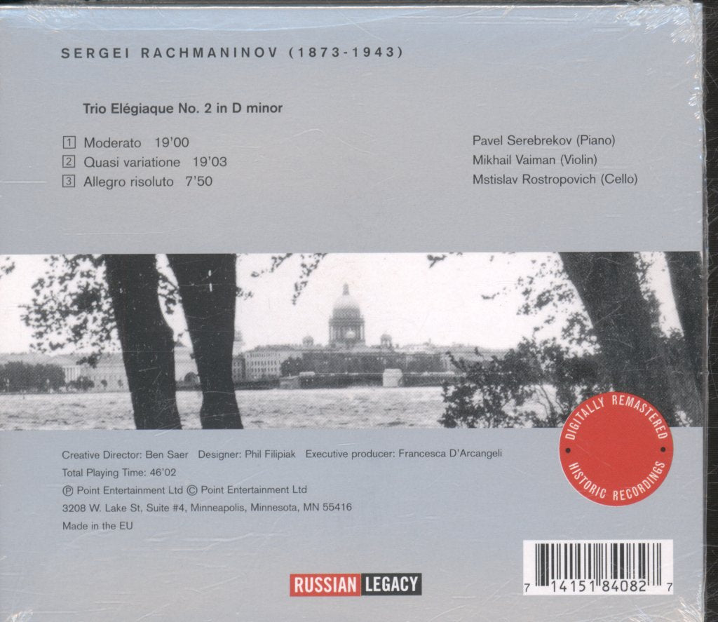 Pavel Serebrekov, Mikhail Vaiman, Mstislav Rostropovich - Rachmaninov - Trio Élégiaque No. 2 - Cd