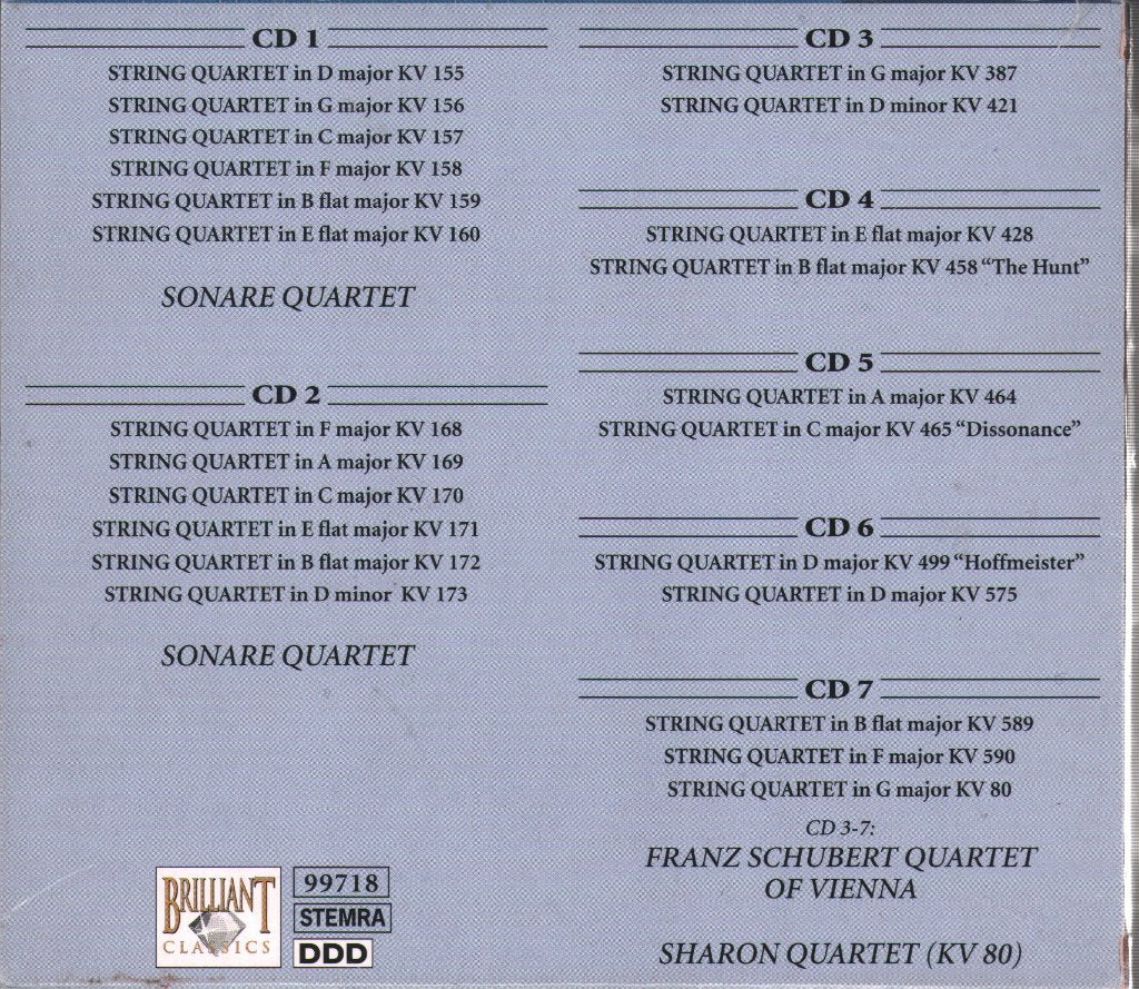 Wolfgang Amadeus Mozart - String Quartets - Cd Box Set