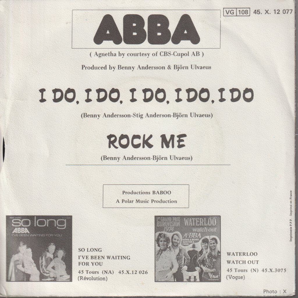 ABBA - I Do, I Do, I Do, I Do, I Do / Rock Me - 7 Inch