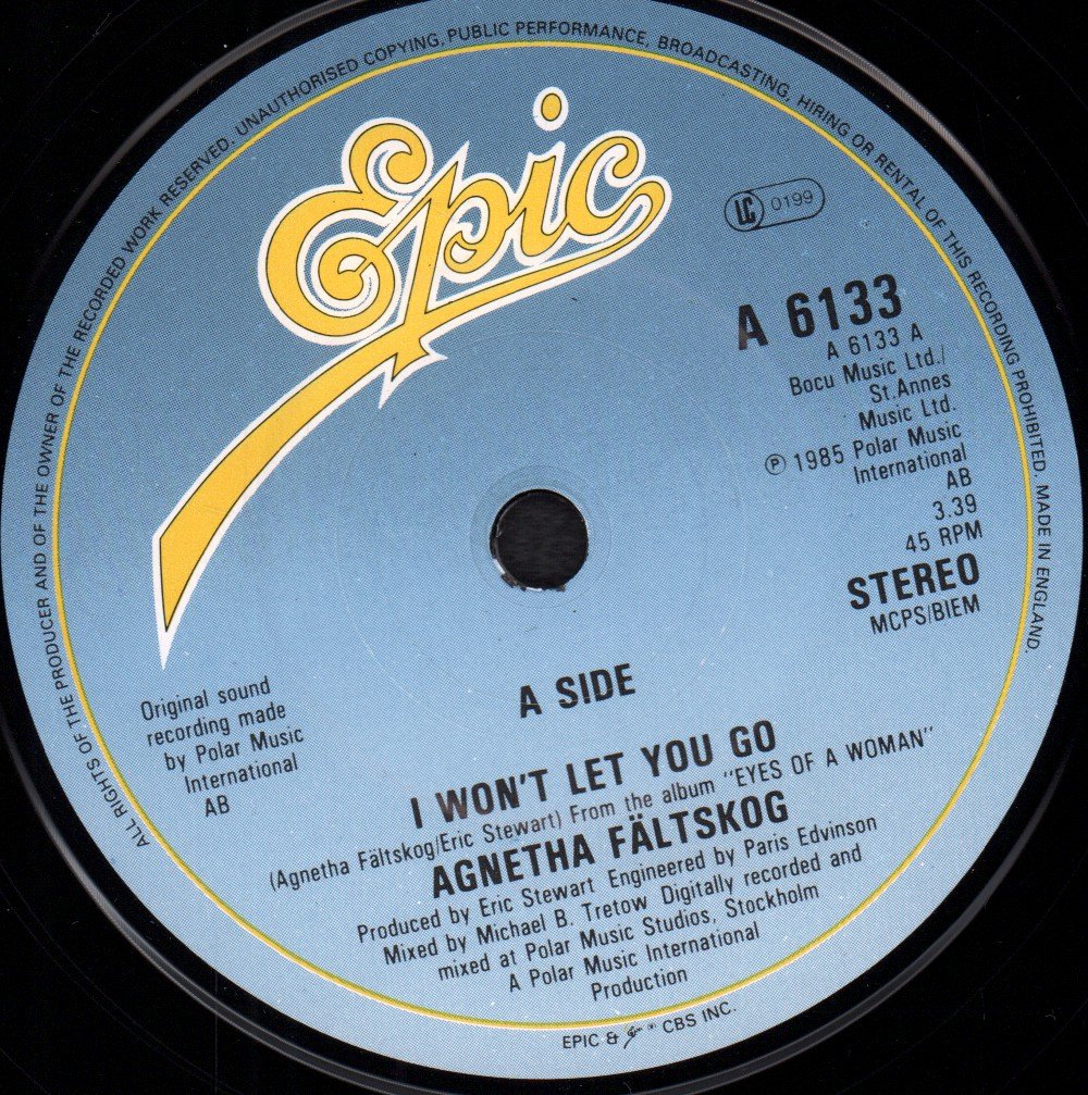 Agnetha Faltskog - I Won't Let You Go - 7 Inch