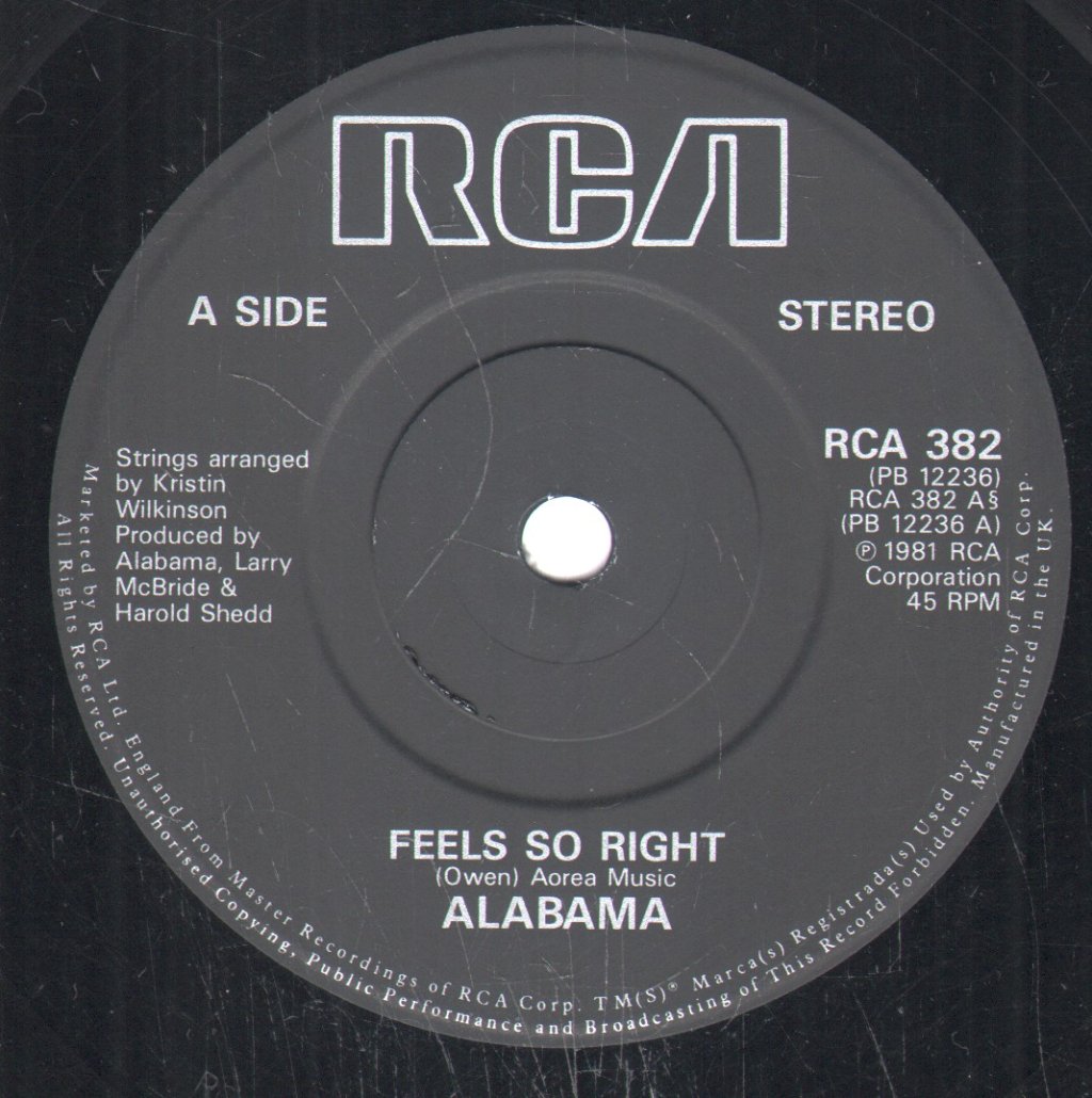 Alabama - Feels So Right - 7 Inch