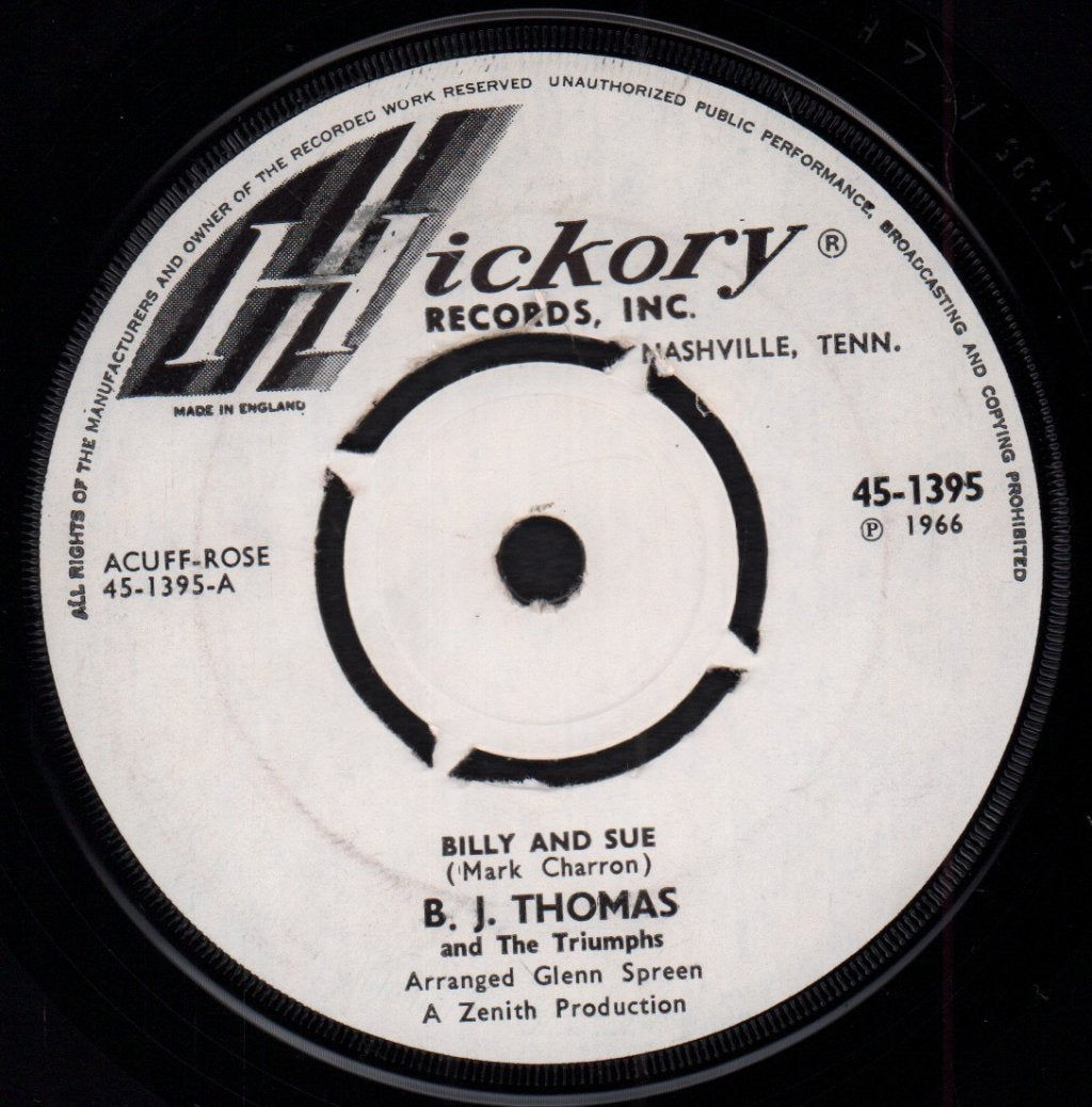 b.j.thomas and the triumphs - Billy And Sue - 7 Inch