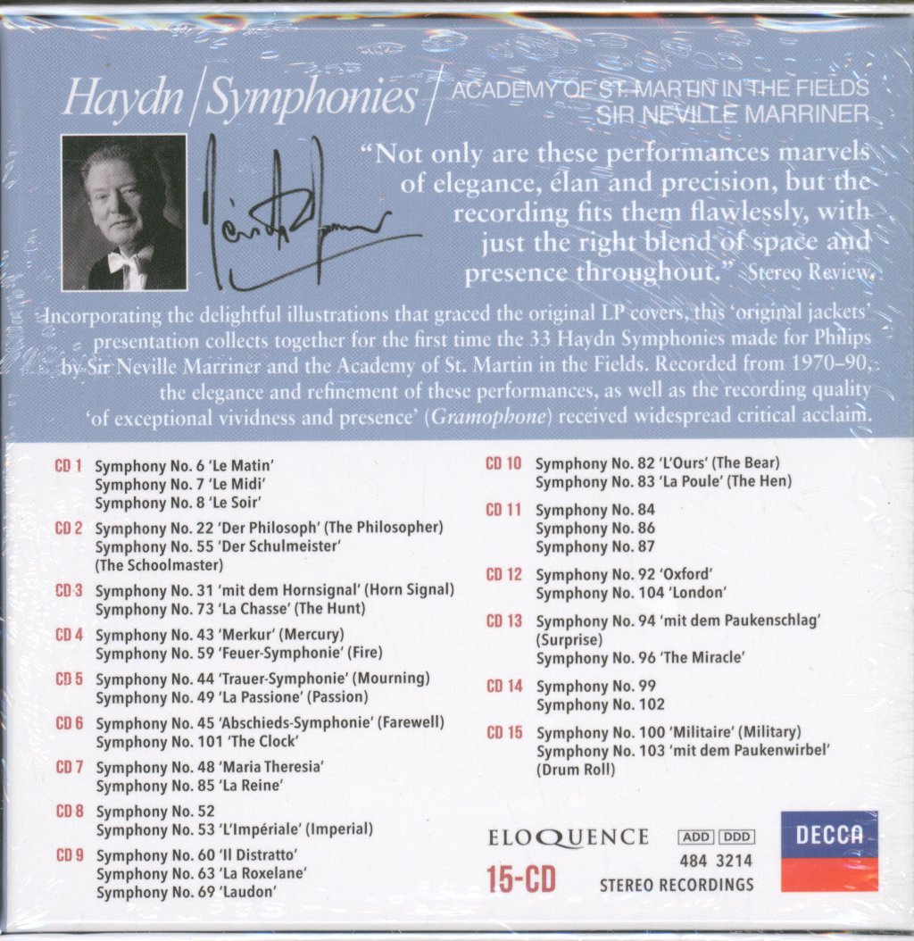 Academy Of St. Martin-in-the-Fields, Sir Neville Marriner - Haydn Symphonies - Cd Set