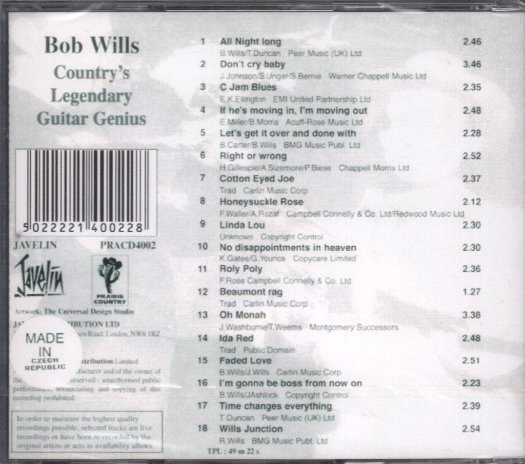 Bob Wills - Country's Legendary Guitar Genius - Cd