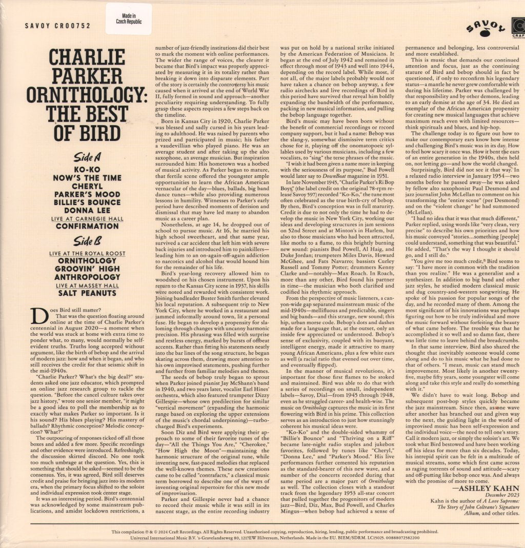 Charlie Parker - Ornithology: The Best of Bird - Lp