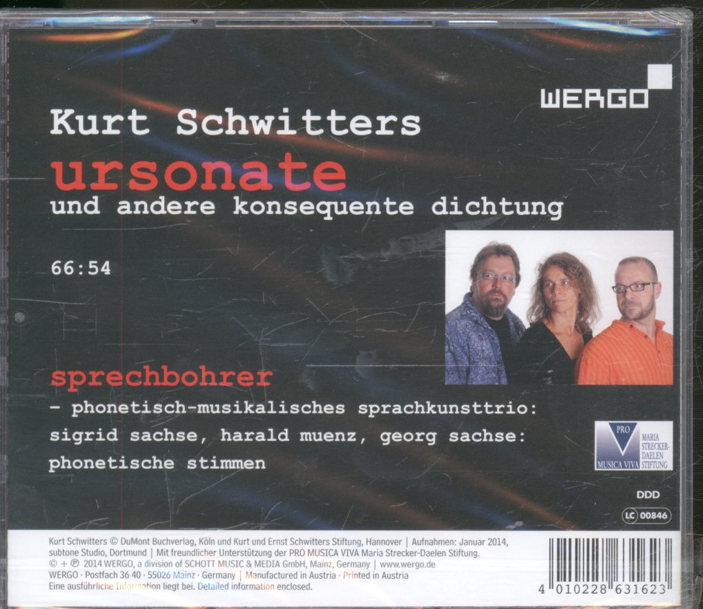 Kurt Schwitters, Sprechbohrer - Ursonate Und Andere Konsequente Dichtung - Cd