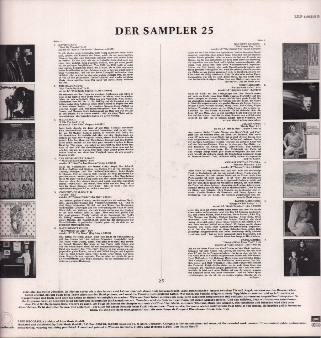 Various Artists - Der Sampler 25 - Lp