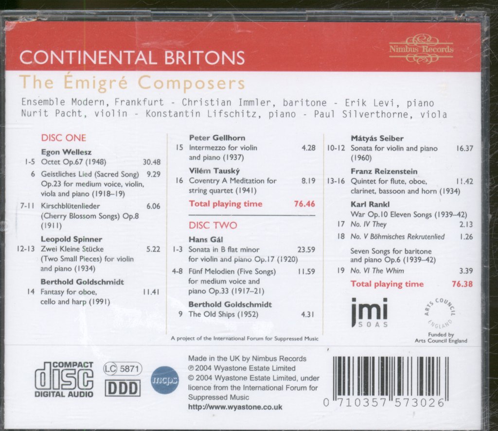 Various Artists - Continental Britons - The Emigre Composers - Double Cd